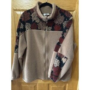 Vintage 90s Quality Goods Canada Fall Leaves Fleece Zip-Up Sweatshirt Size M